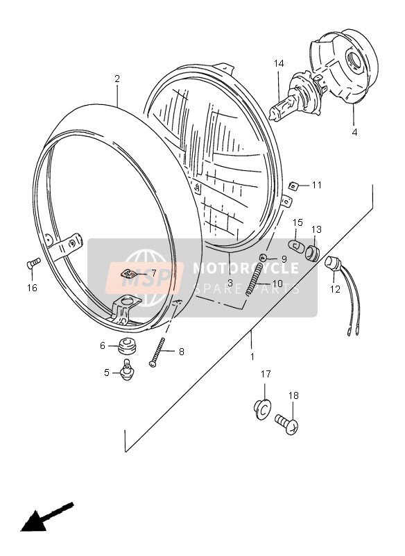 Suzuki GN250(E) 2000 Koplamp (E22-E25-E34-E39-E54) voor een 2000 Suzuki GN250(E)