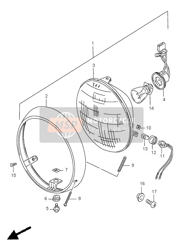 Suzuki GN250(E) 2000 Headlamp (E71) for a 2000 Suzuki GN250(E)