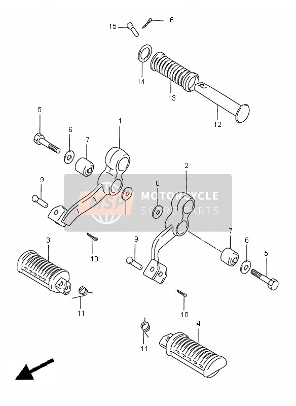 Suzuki GN250(E) 2000 Footrest for a 2000 Suzuki GN250(E)