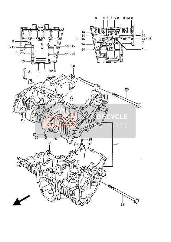 Suzuki GSF400 BANDIT 1991 KURBELGEHÄUSE für ein 1991 Suzuki GSF400 BANDIT