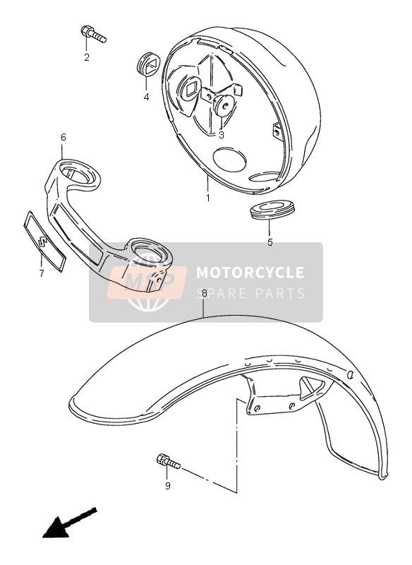 Suzuki GN250(E) 2000 Parafango anteriore & Housing per un 2000 Suzuki GN250(E)