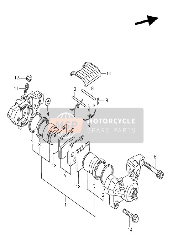 Suzuki GSX600F 1995 Remklauw achter voor een 1995 Suzuki GSX600F