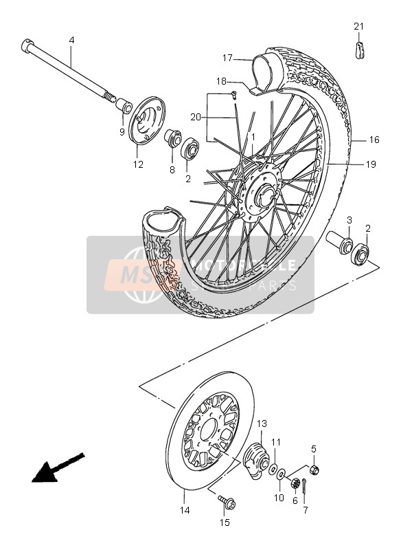 Suzuki GN250(E) 2000 Front Wheel (GN250) for a 2000 Suzuki GN250(E)