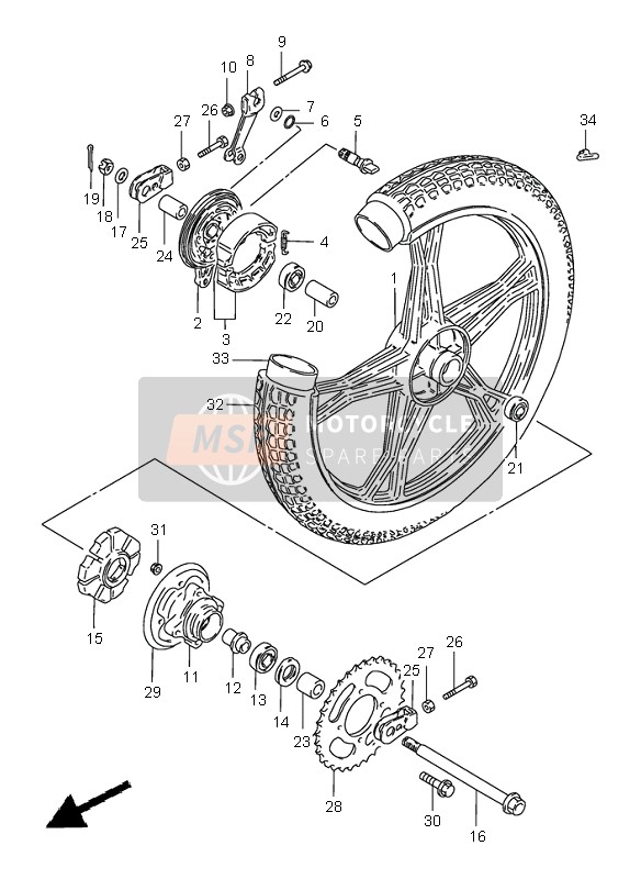 Suzuki GN250(E) 2000 Ruota posteriore (GN250E) per un 2000 Suzuki GN250(E)