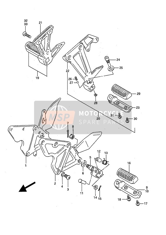 Suzuki GSF400 BANDIT 1991 Footrest for a 1991 Suzuki GSF400 BANDIT