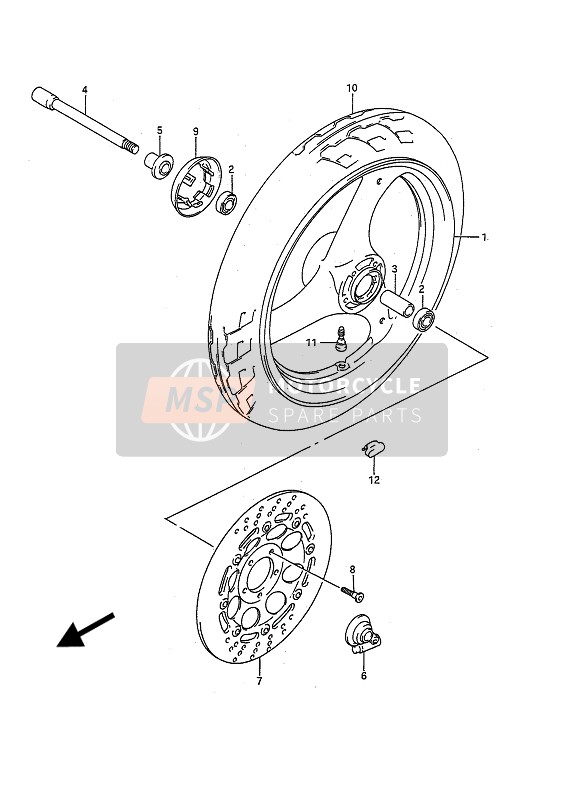 Suzuki GSF400 BANDIT 1991 Front Wheel for a 1991 Suzuki GSF400 BANDIT