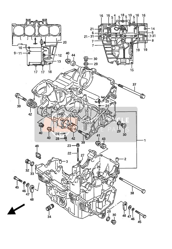 Suzuki GSX1100G 1991 Crankcase for a 1991 Suzuki GSX1100G