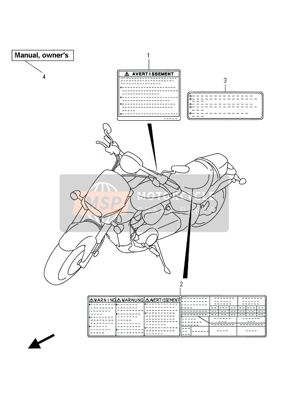 Suzuki VZR1800(N)(Z)(R) (M1800) INTRUDER 2012 Label (VZR1800UF E19) for a 2012 Suzuki VZR1800(N)(Z)(R) (M1800) INTRUDER