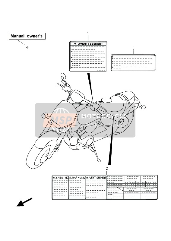 Suzuki VZR1800(N)(Z)(R) (M1800) INTRUDER 2012 Etiket (VZR1800ZUF E19) voor een 2012 Suzuki VZR1800(N)(Z)(R) (M1800) INTRUDER