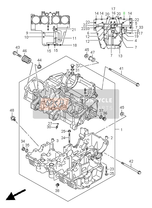 Suzuki GSF650(N)(S)(NA)(SA) BANDIT 2005 Crankcase for a 2005 Suzuki GSF650(N)(S)(NA)(SA) BANDIT