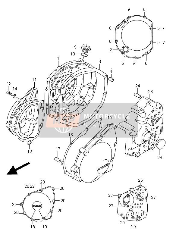 Suzuki GSF650(N)(S)(NA)(SA) BANDIT 2005 Crankcase Cover for a 2005 Suzuki GSF650(N)(S)(NA)(SA) BANDIT