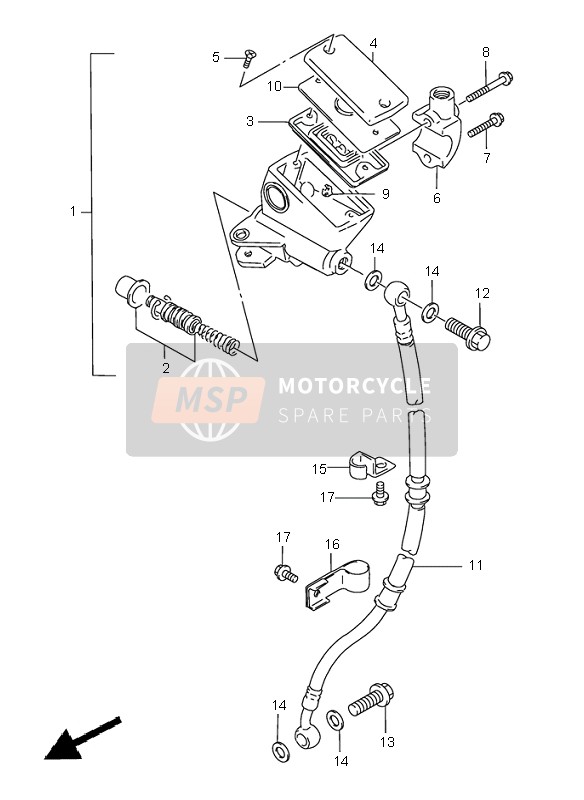 Suzuki GS500E 2000 Hoofdremcilinder voor voor een 2000 Suzuki GS500E