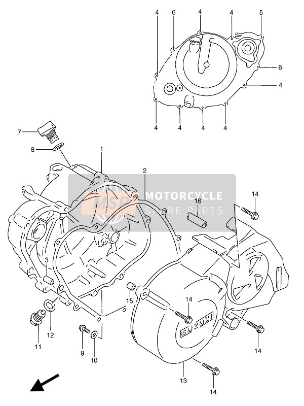 Suzuki RGV250 1991 Tapa del cárter para un 1991 Suzuki RGV250