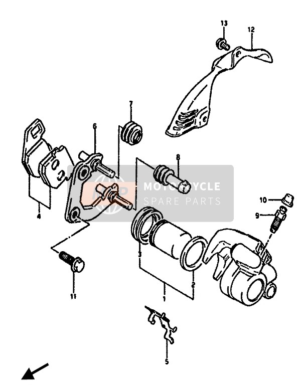 Suzuki AH50 1992 Front Caliper (P4) for a 1992 Suzuki AH50