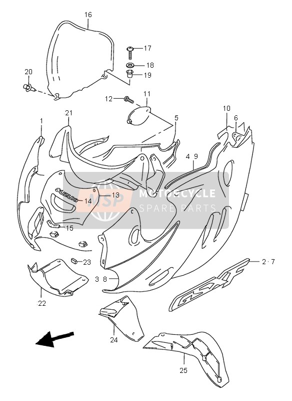 9440308F70Y7L, Cowl Assy, Side Rh   (Black), Suzuki, 0