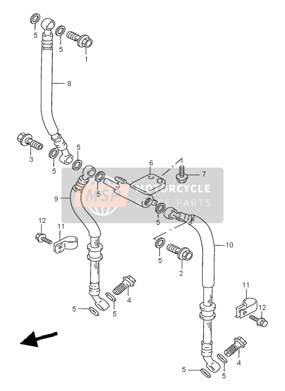 Suzuki GSX600F 2000 Tubo freno anteriore per un 2000 Suzuki GSX600F