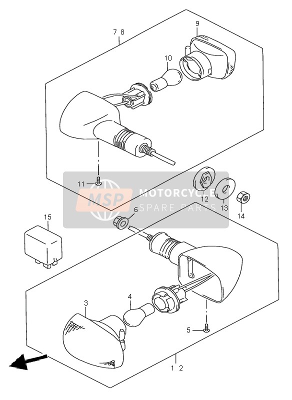 Suzuki GSX750 2000 Richtingaanwijzer lamp voor een 2000 Suzuki GSX750