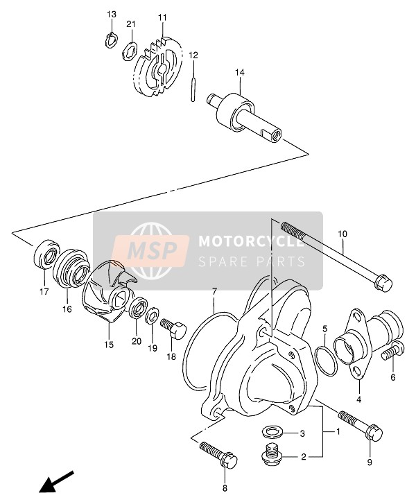 Suzuki RG125F(U) GAMMA 1992 Waterpomp voor een 1992 Suzuki RG125F(U) GAMMA