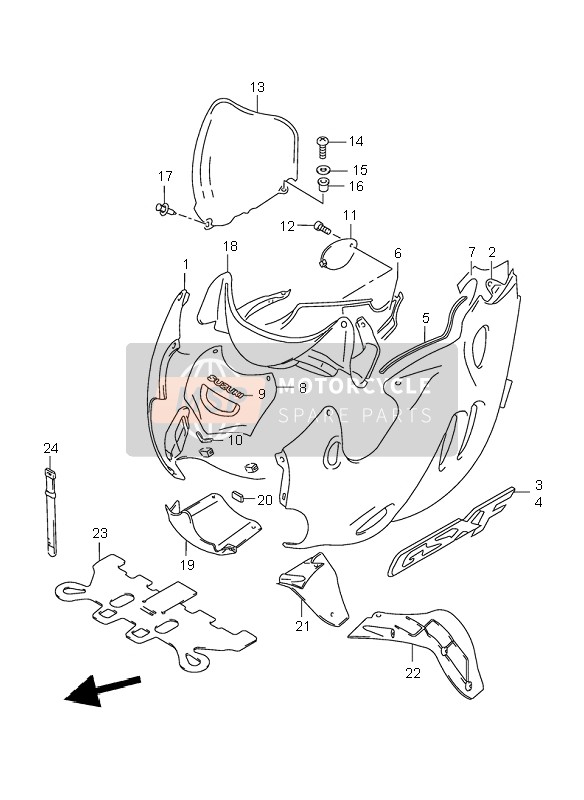 9440408F30Y7L, Cowl Assy, Side Lh   (Black), Suzuki, 0