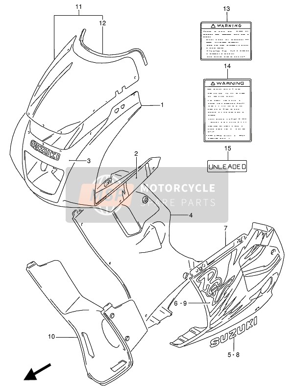 Suzuki RG125F(U) GAMMA 1992 Corps de capot (019) pour un 1992 Suzuki RG125F(U) GAMMA