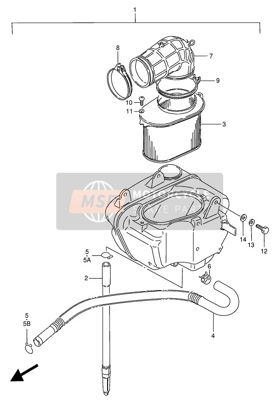 Suzuki VS800GL INTRUDER 1992 Air Cleaner (Rear) for a 1992 Suzuki VS800GL INTRUDER