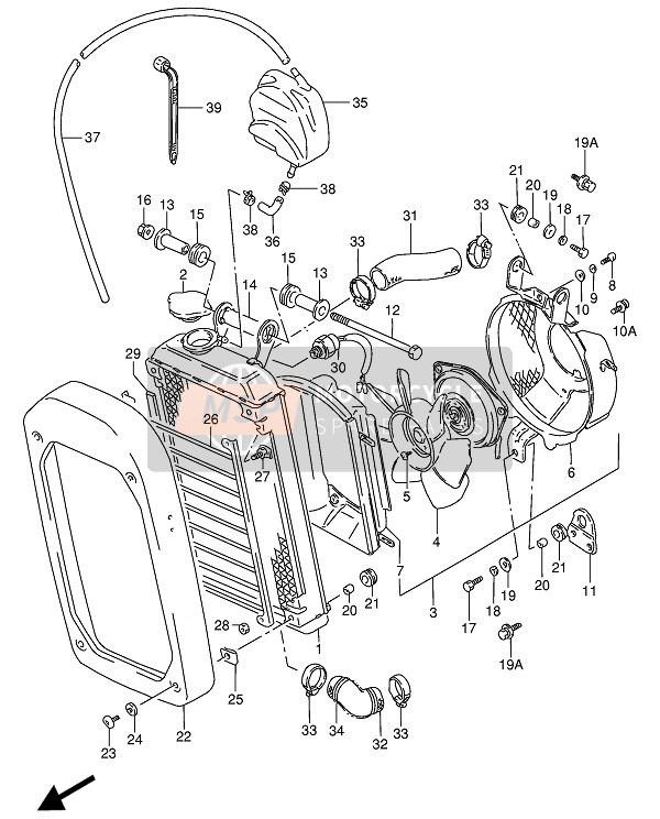 Suzuki VS800GL INTRUDER 1992 Radiator for a 1992 Suzuki VS800GL INTRUDER