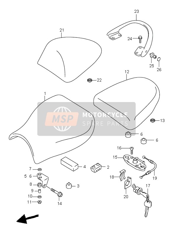 4530024F11W05, Seat,Pillion, Suzuki, 5