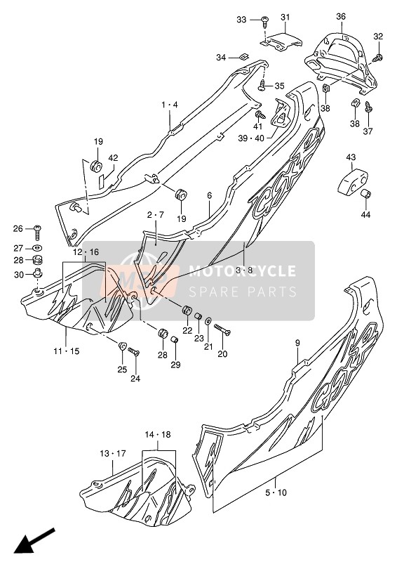 Suzuki GSX-R1100W 1993 RAHMENABDECKUNG für ein 1993 Suzuki GSX-R1100W