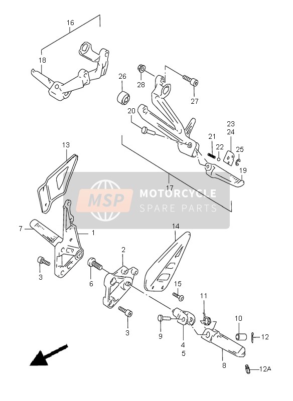 Suzuki GSX-R600 2000 Reposapiés para un 2000 Suzuki GSX-R600