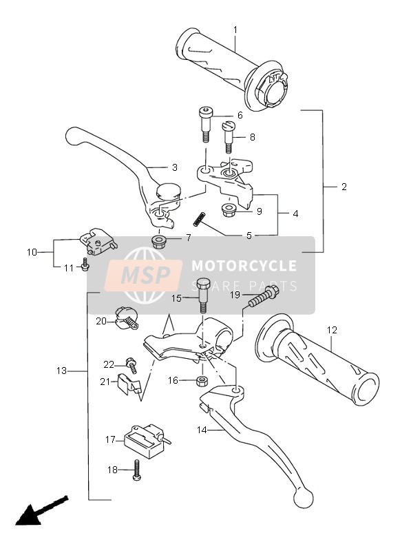 Suzuki GSX-R600 2000 Levier de poignée pour un 2000 Suzuki GSX-R600