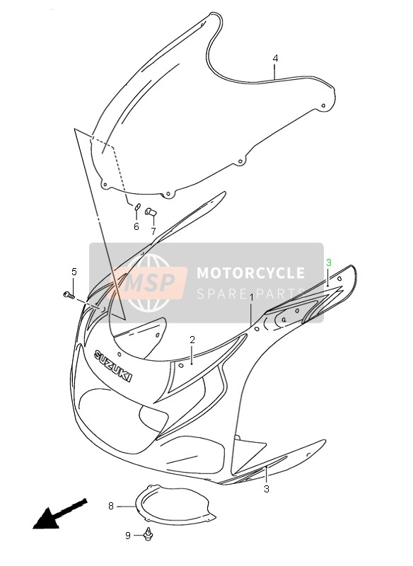 Suzuki GSX-R600 2000 Cowling Body (For BP9) for a 2000 Suzuki GSX-R600