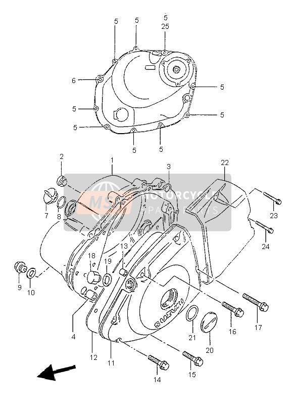 Suzuki GZ125 MARAUDER 2000 Tapa del cárter para un 2000 Suzuki GZ125 MARAUDER