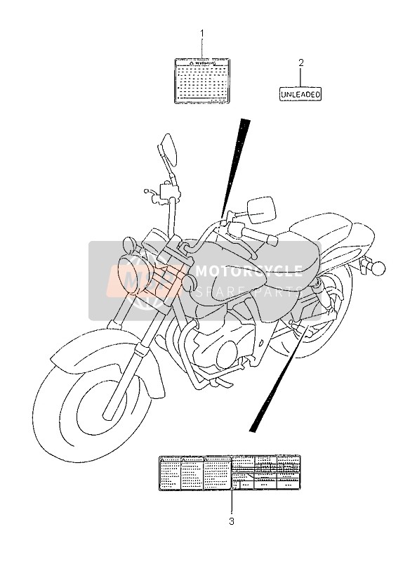 Suzuki GZ125 MARAUDER 2000 Étiquette pour un 2000 Suzuki GZ125 MARAUDER