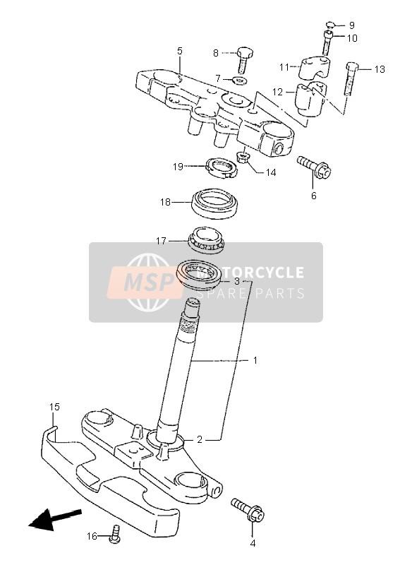 Suzuki GZ125 MARAUDER 2000 Piantone dello sterzo per un 2000 Suzuki GZ125 MARAUDER