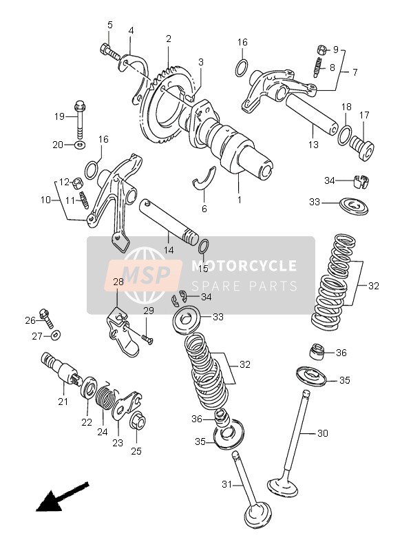 Suzuki LS650 SAVAGE 2000 Cam Shaft & Valve for a 2000 Suzuki LS650 SAVAGE