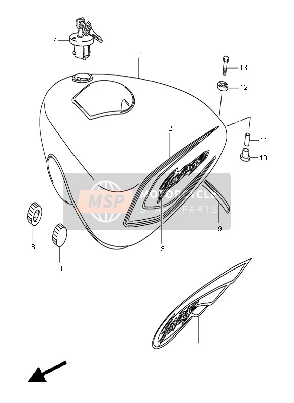 4410024B80Y9F, Tank Assy, Fuel (Yellow), Suzuki, 0