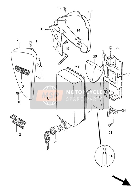 9570024871, Blocchetto Serratura Sella, Suzuki, 3