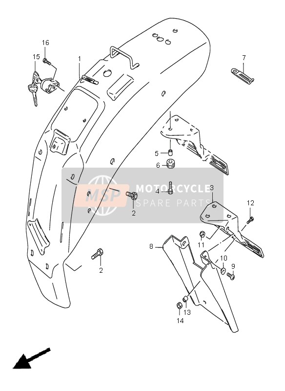 Suzuki LS650 SAVAGE 2000 Achterspatbord voor een 2000 Suzuki LS650 SAVAGE