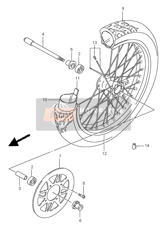 Suzuki LS650 SAVAGE 2000 Front Wheel for a 2000 Suzuki LS650 SAVAGE