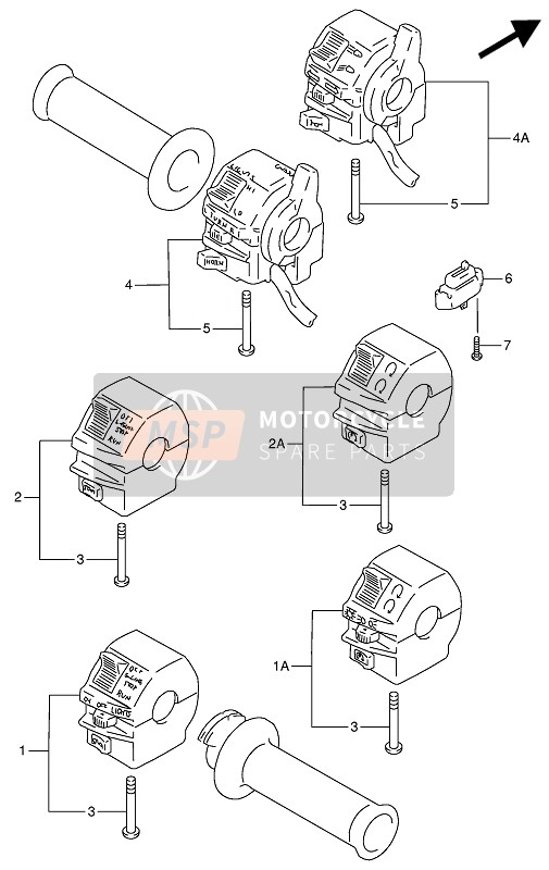 Suzuki RF900R 1994 Interruptor de manija para un 1994 Suzuki RF900R