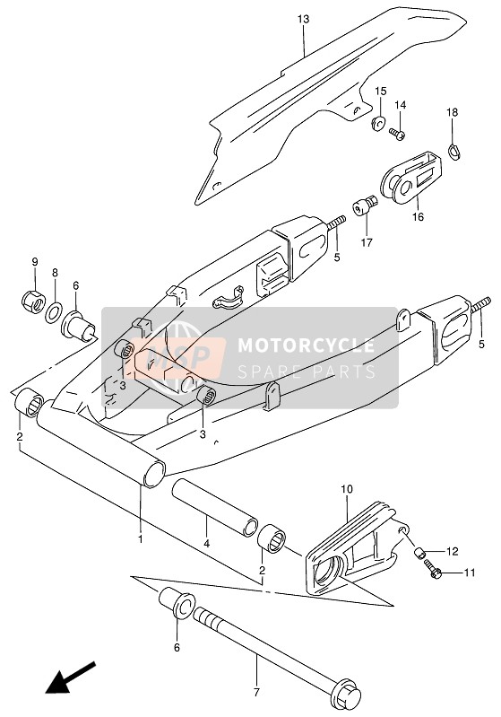 6121131E00, Achse. Schwinge, Suzuki, 4