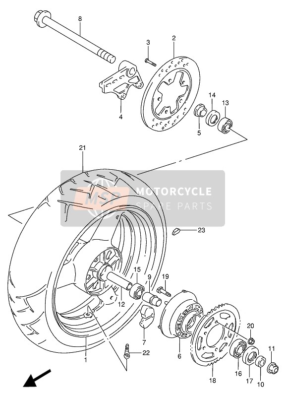 Suzuki RF900R 1994 Achterwiel voor een 1994 Suzuki RF900R