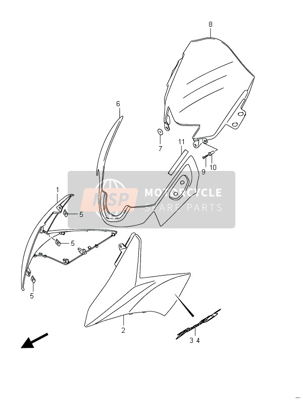 Suzuki GSF650(S)(A)(SA) BANDIT 2011 Carenatura del corpo (GSF650SUA) per un 2011 Suzuki GSF650(S)(A)(SA) BANDIT