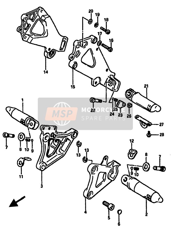 Suzuki GSX-R750(X) 1986 Poggiapiedi per un 1986 Suzuki GSX-R750(X)