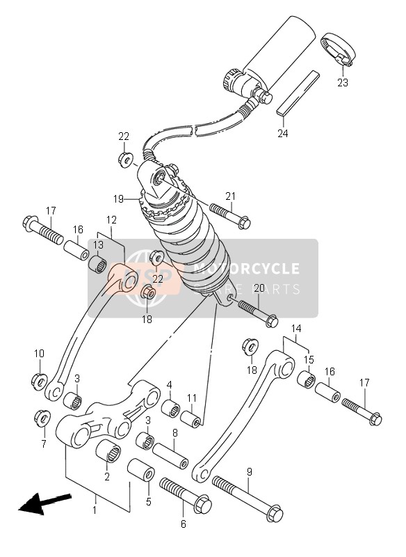 Suzuki GSX750F 1995 Achterste kussenhendel (2) voor een 1995 Suzuki GSX750F