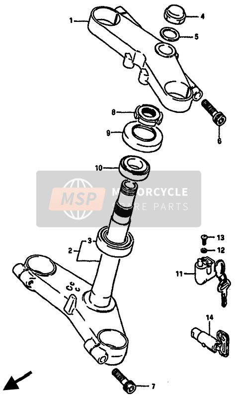 Suzuki GSX-R750(X) 1986 Steering Stem for a 1986 Suzuki GSX-R750(X)