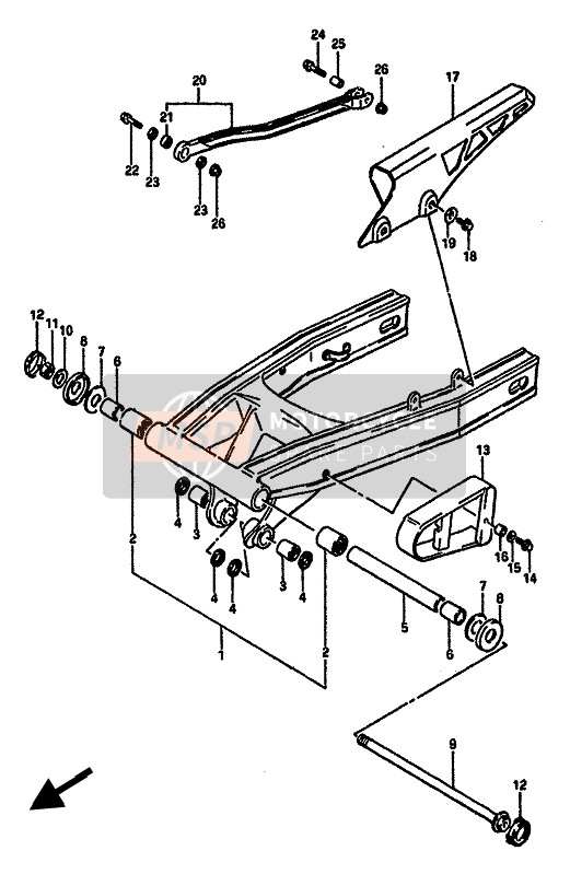 Suzuki GSX-R750(X) 1986 Rear Swing Arm for a 1986 Suzuki GSX-R750(X)