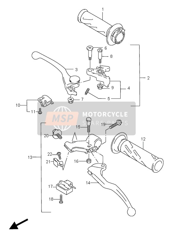 Suzuki GSX-R750 1997 Handvat Hendel voor een 1997 Suzuki GSX-R750