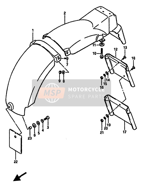 Suzuki GSX-R750(X) 1986 Guardabarros trasero para un 1986 Suzuki GSX-R750(X)