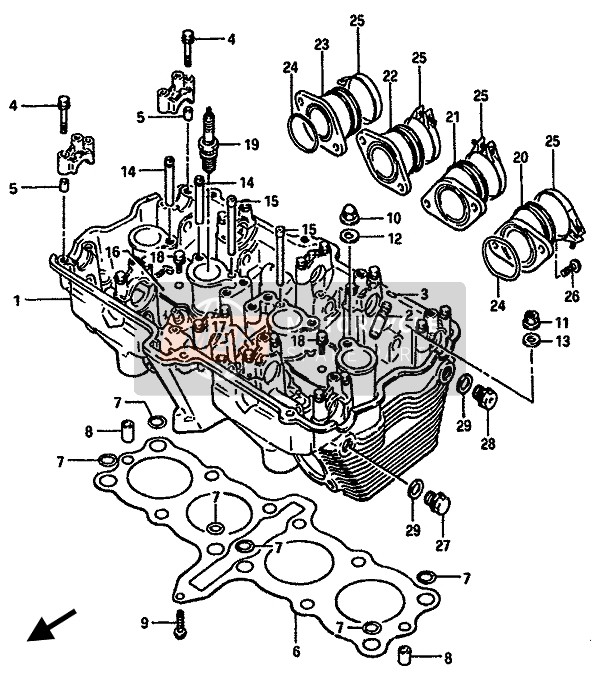 Suzuki GSX-R750(X) 1987 Cylinder Head for a 1987 Suzuki GSX-R750(X)